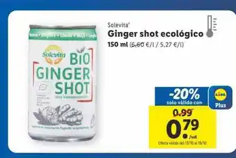 Lidl Solevita ginger shot ecológico oferta