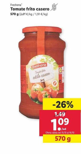 Lidl Freshona tomate frito casero oferta