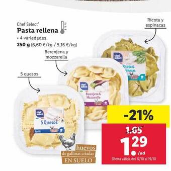 Lidl Chef select pasta rellena oferta