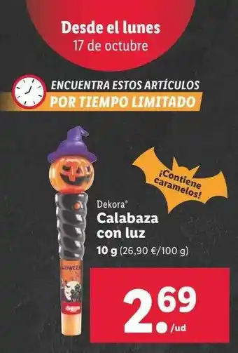 Lidl Dekora calabaza con luz oferta