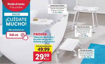 Lidl Ridder taburete de ducha escalón de ayuda asiento para bañera oferta