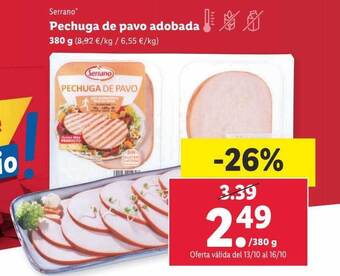 Lidl Serrano pechuga de pavo adobada oferta