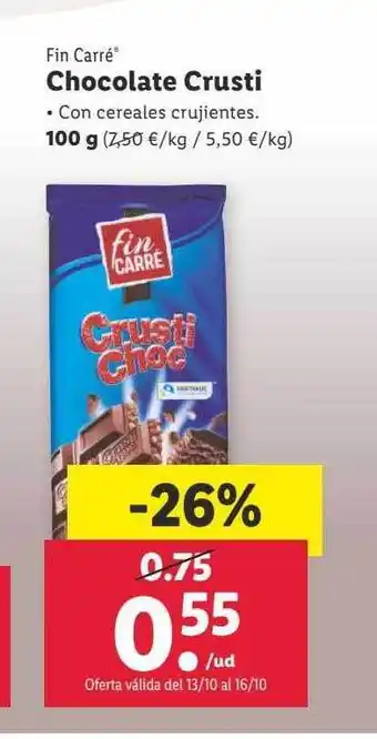 Lidl Fin carré chocolate crusti oferta