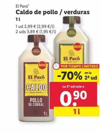 Lidl -70% en la 2a ud el pavo caldo de pollo verduras oferta