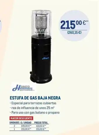 Makro Hobeto hosteleria estufa de gas baja negra oferta