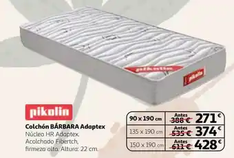 Alcampo Colchón bárbara adaptex pikolin oferta