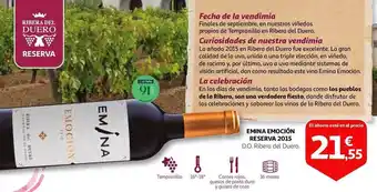 Alcampo Emina emoción reserva 2015 d.o. ribera del duero oferta