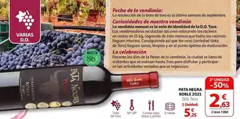 Alcampo 2a unidad -50% pata negra roble 2021 d.o. toro oferta