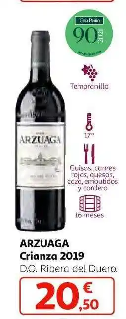 Alcampo Arzuaga crianza 2019 d.o. ribera del duero oferta