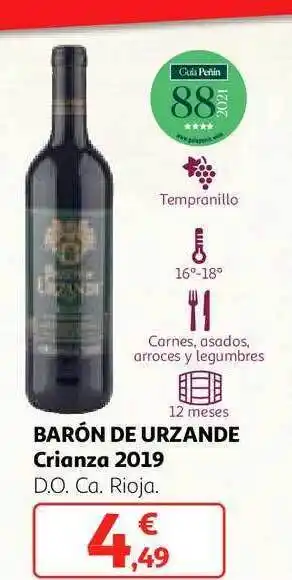 Alcampo Barón de urzande crianza 2019 d.o.ca. rioja oferta