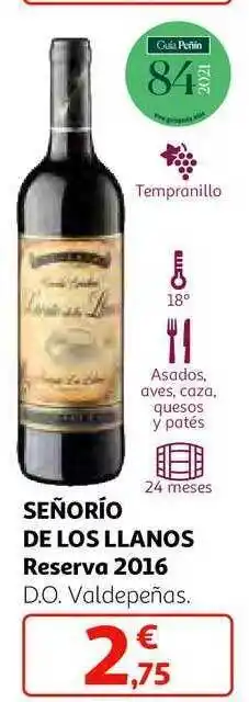 Alcampo Señorío de los llanos reserva 2016 d.o. valdepeñas oferta