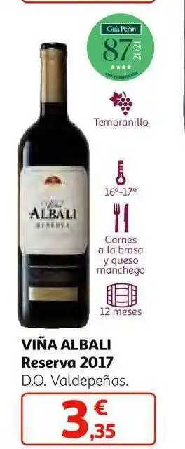 Alcampo Viña albali reserva 2017 d.o. valdepeñas oferta
