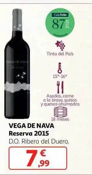 Alcampo Vega de nava reserva 2015 d.o. ribera del duero oferta