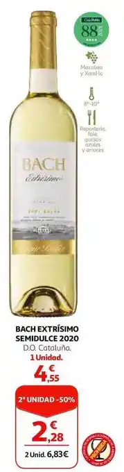 Alcampo 2a unidad -50% bach extrísimo semidulce 2020 d.o. cataluña oferta