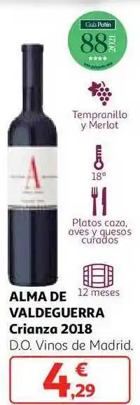 Alcampo Alma de valdeguerra crianza 2018 d.o. vinos de madrid oferta