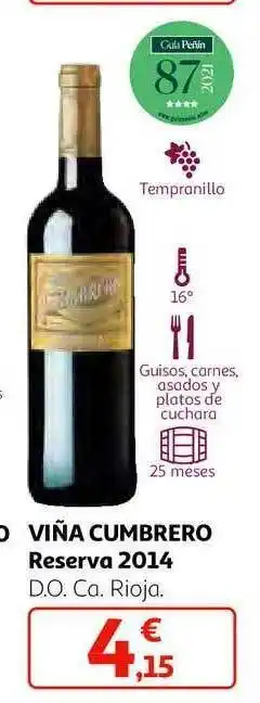 Alcampo Viña cumbrero reserva 2015 d.o.ca. rioja oferta