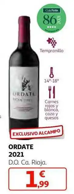 Alcampo Ordate 2021 d.o.ca. rioja oferta