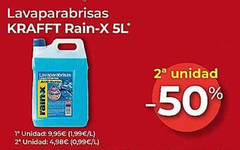 MotorTown 2a unidad -50% lavaparabrisas krafft rain-x 5l oferta