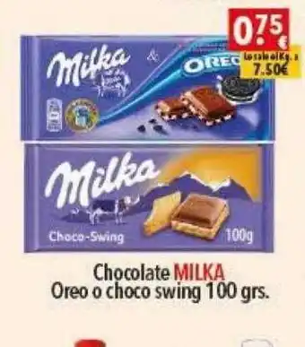 Supermercados Extremadura Chocolate milka oreo o choco swing 100 grs oferta