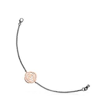 Pulsera de plata vermeil rosa rosa de abril