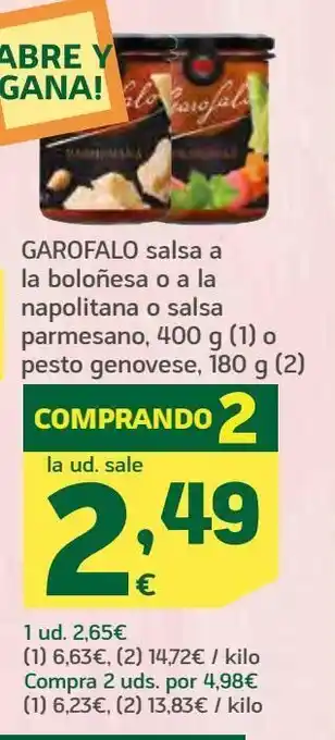 HiperDino Salsa boloñesa garofalo oferta