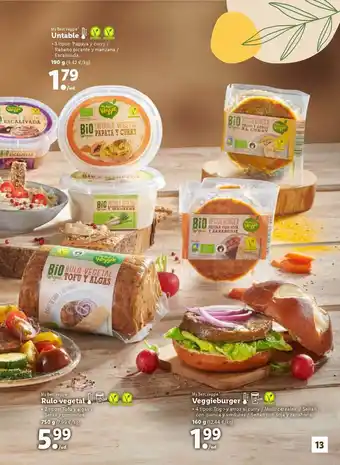 Lidl My Best Veggie Untable, Rulo Vegetal, Veggieburger oferta