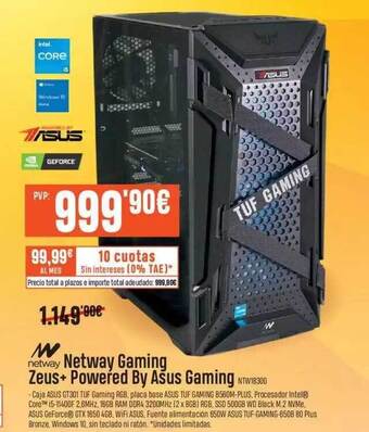 Beep Netway gaming zeus+powered by asus gaming oferta