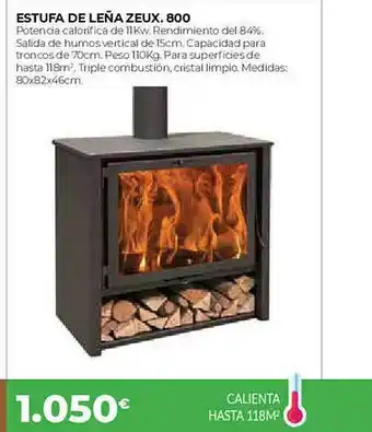 Ferbric Estufa de leña zeux 800 oferta