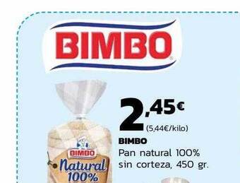 Supermercados Lupa Bimbo pan natural 100% sin corteza oferta