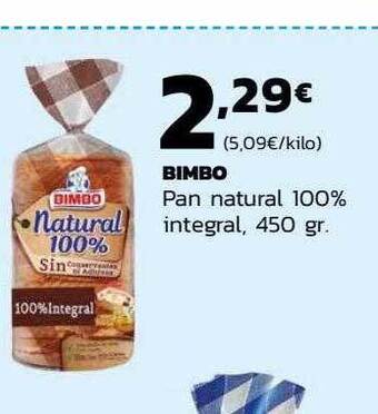 Supermercados Lupa Bimbo pan natural 100% integral oferta