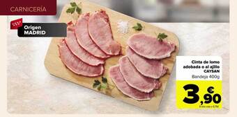 Carrefour Cinta de lomo adobada o al ajillo caysan bandeja oferta