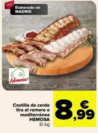 Carrefour Costilla de cerdo tira al romero o mediterránea hemosa el kg oferta