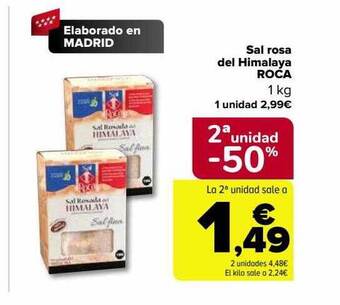 Carrefour 2a unidad -50% sal rosa del himalaya roca oferta
