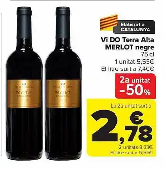 Carrefour 2a unidad -50% vi do terra alta merlot negre oferta