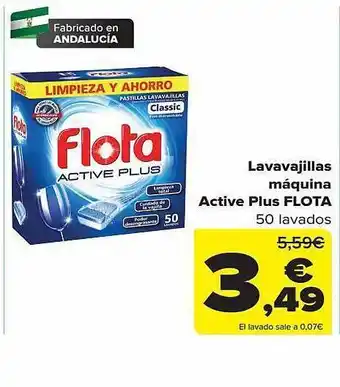 Carrefour Lavavajillas máquina active plus flota 50 lavados oferta