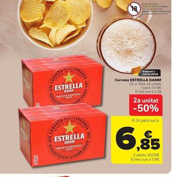 Carrefour 2a unidad -50% cervesa estrella damm oferta