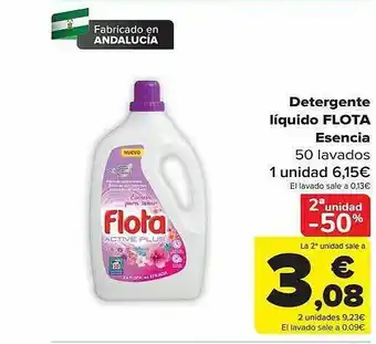 Carrefour 2a unidad -50% detergente líquido flota esencia 50 lavados oferta