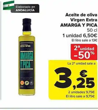Carrefour 2a unidad -50% aceite de oliva virgen extra amarga y pica oferta