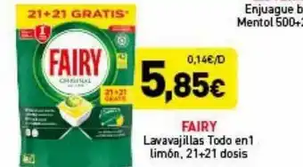 Hiperber Fairy lavavajillas todo en 1 limón 21+21 dosis oferta