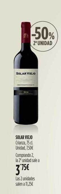 Hipercor --50% 2a unidad solar viejo crianza oferta