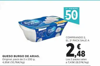 Hipercor 2a unidad -50% queso burgo de arias oferta