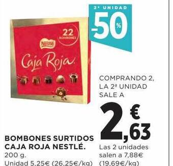 Hipercor 2a unidad -50% bombones surtidos caja roja nestlé oferta