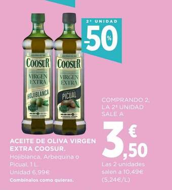 Hipercor 2a unidad -50% aceite de oliva virgen extra coosur oferta