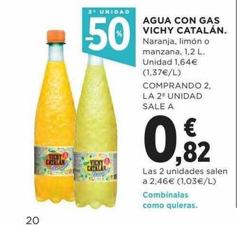 Hipercor 2a unidad -50% agua con gas vichy catalán oferta