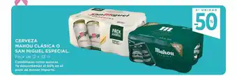 Hipercor Cerveza mahou clásica o san miguel especial oferta