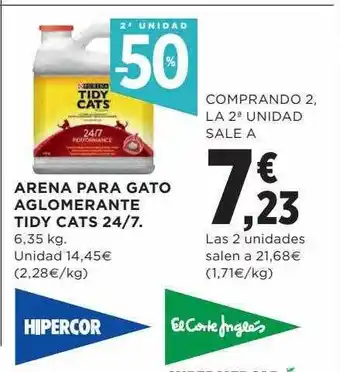 2a unidad -50% arena para gato aglomerante tidy cats 24 7