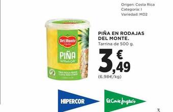 Hipercor Piña en rodajas del monte oferta