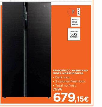 Hipercor Frigorífico americano midea mdrs710fgf28 oferta