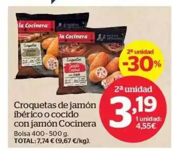 La Sirena 2a unidad -30% croquetas de jamón ibérico o cocido con jamón cocinera oferta
