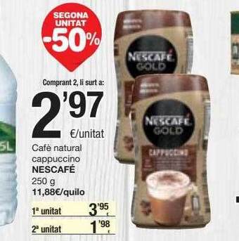SPAR Fragadis Segona unitat -50% cafè natural cappuccino nescafé oferta